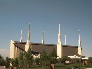 Las Vegas Temple from the foot of Frenchman mountain